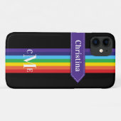 iPhone 11ケース |モノグラムストライプの付きレインボー Case-Mate iPhoneケース (裏面(横))