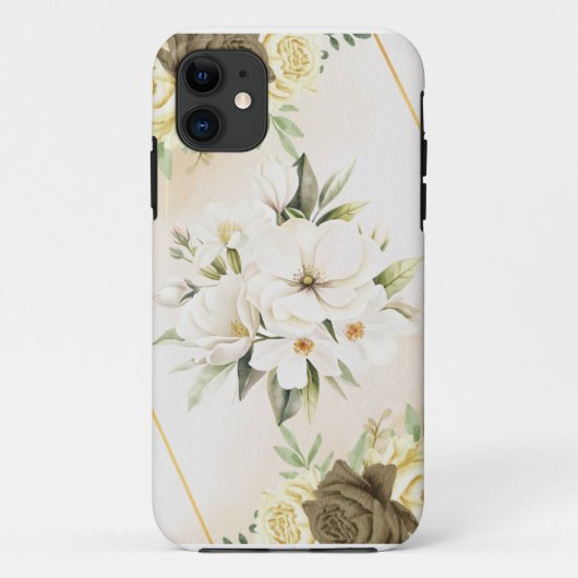 iPhone 11 カバー 水彩花柄 (裏面)