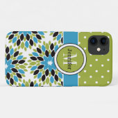 iPhone 11 ケース |フローラ、ドット |青、緑 Case-Mate iPhoneケース (裏面(横))