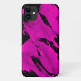 iPhone 11 ケース ブラッシー ブラック＆ピンク