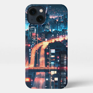 iPhone 11-15アニメケース：「Cityscape Sunset」。 iPhone 13ケース