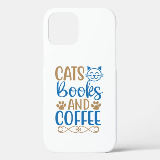 iPhone 12ケース猫、本、コーヒー Case-Mate iPhoneケース (裏面)