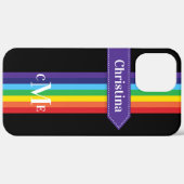 iPhone 12 Proケース |モノグラムストライプの付きレインボー Case-Mate iPhoneケース (裏面 (横))