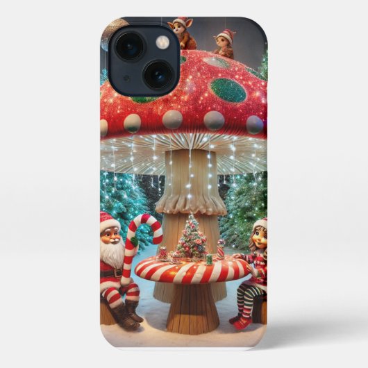iPhone 13ケース：クリスマスキノコデザイン iPhoneケース (裏面)