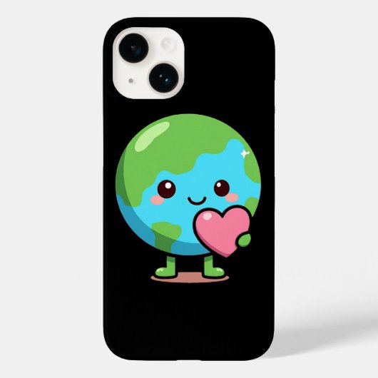 iPhone 14かわいい惑星のかわいい地球ラブケース Case-Mate iPhoneケース (裏面)