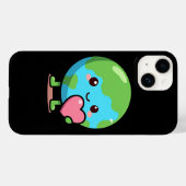 iPhone 14かわいい惑星のかわいい地球ラブケース Case-Mate iPhoneケース (裏面 (横))