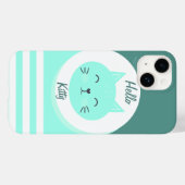iPhone 14ケースハロー子猫ホワイト&グリーンカラー Case-Mate iPhoneケース (裏面 (横))