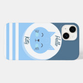 iPhone 14ケースハロー子猫ホワイト&ブルーカラー Case-Mate iPhoneケース (裏面 (横))