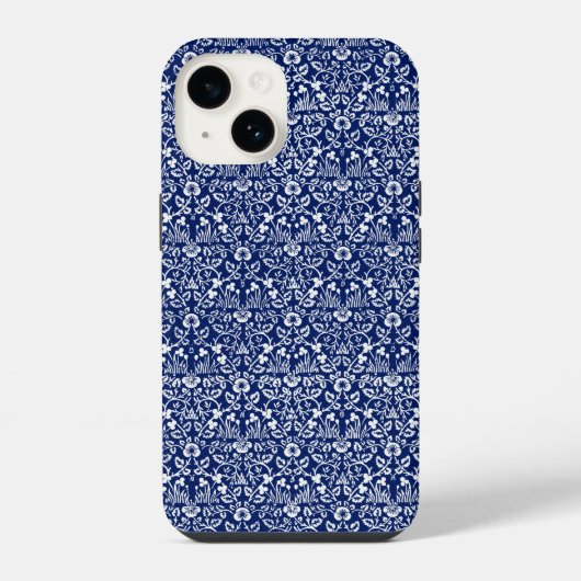 iPhone 14ケース ウィリアム・モリス アート ブルー iPhoneケース (裏面)