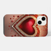 iPhone 14タフケース、光沢のあるハート愛 iPhoneケース (裏面横)