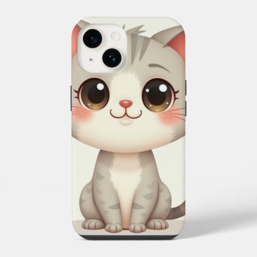 iPhone 14 ケース (かわいい猫) (裏面)
