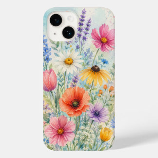 iPhone 14 手帳型ケース 水彩のワイルドフラワー Case-Mate iPhone 14ケース