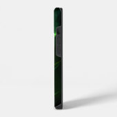 iPhone 14 抽象的 ブラック グリーン ケース (左側面)