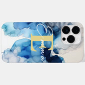 iPhone 14 Pro Maxケース(青と白のアルコールインク付き) Case-Mate iPhoneケース (裏面 (横))