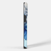 iPhone 14 Pro Maxケース（青と白のアルコールインク付き） iPhoneケース (右側面)