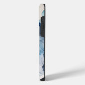 iPhone 14 Pro Maxケース（青と白のアルコールインク付き） iPhoneケース (左側面)