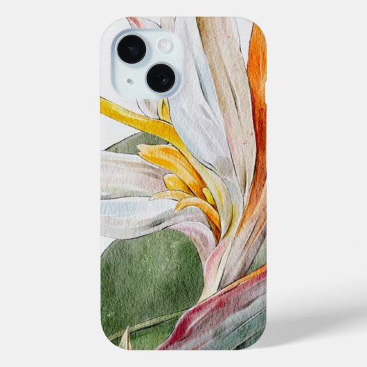 iPhone 15のケース – 水彩エキゾチック花 Case-Mate iPhoneケース (裏面)