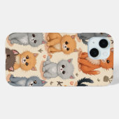 iPhone 15ケースかわいい子猫パターンフォンケース Case-Mate iPhoneケース (裏面 (横))