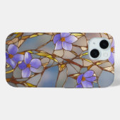 iPhone 15ケースステンドグラス紫色の花 Case-Mate iPhoneケース (裏面 (横))