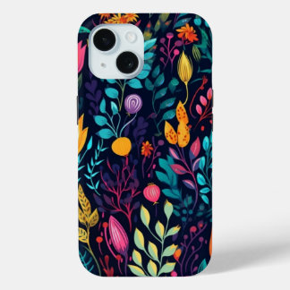 iPhone 15ケース数々のカラーフローラデザイン 15ケース