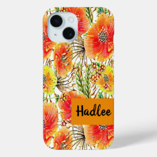 iPhone 15ケース(オレンジと黄色の花) 15ケース