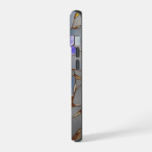 iPhone 15ケース ステンドグラス 紫の花 (左側面)