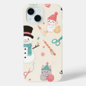 iPhone 15ケース – 猫雪だるま Case-Mate iPhoneケース (裏面)