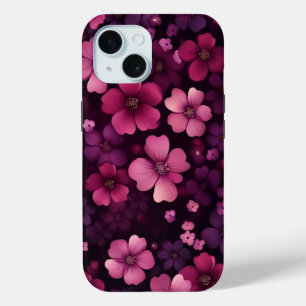 iPhone 15ケース(赤い鮮やかフローラデザイン付き) 15ケース