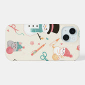 iPhone 15 カバー 猫の雪だるま (裏面横)