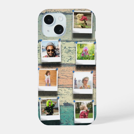 iPhone 15 7枚の写真コラージュ カスタマイズ 15ケース (裏面)