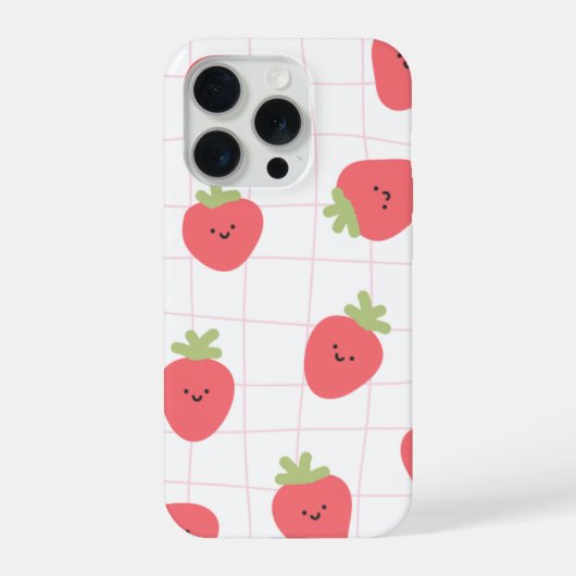 iPhone 15 Pro かわいいイチゴケース iPhoneケース (裏面)