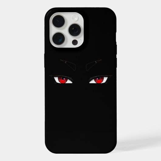iPhone 15 Pro Maxケースに映える赤い鋭いアニメ風の目 iPhoneケース (裏面)