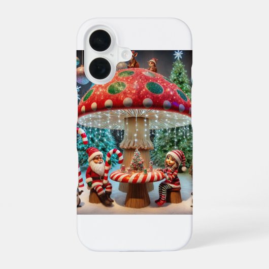 iPhone 16ケース:クリスマスキノコデザイン 16ケース (裏面)