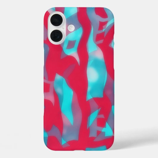 IPhone 16ピンクとアクアブルーの抽象芸術アートケース Case-Mate iPhoneケース (裏面)