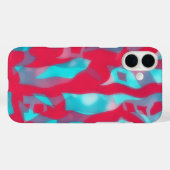 IPhone 16ピンクとアクアブルーの抽象芸術アートケース Case-Mate iPhoneケース (裏面 (横))
