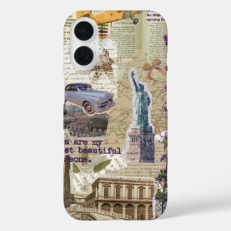 iPhone 16 ケース ヴィンテージ ヨーロッパ風 コラージュデザイン