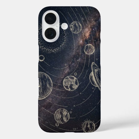 iPhone 16 スペースケース - 惑星と銀河のアートワーク Case-Mate iPhoneケース (裏面)
