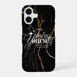 iPhone 16 Black Gold Marble Motivational Case  16ケース