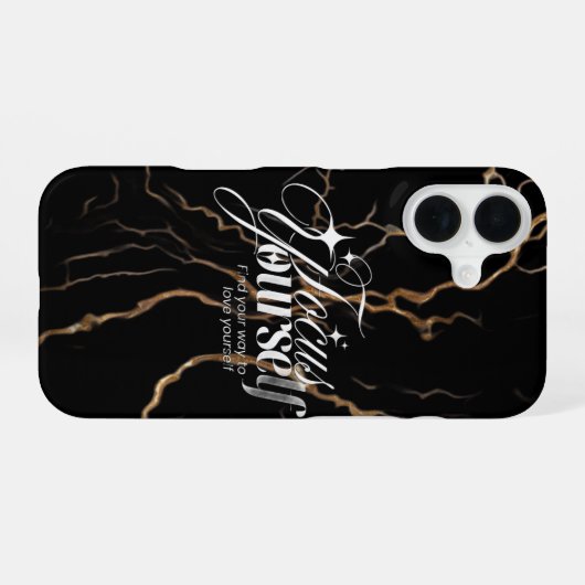 iPhone 16 Black Gold Marble Motivational Case  iPhone 16ケース (裏面横)