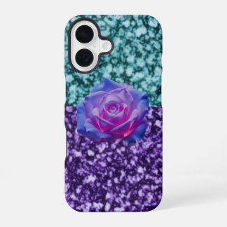Iphone 16 Gliter phone case with a rose. 16ケース