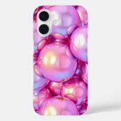 iPhone 16 Iridescent Pink 3D Glossy Bubble case Case-Mate iPhoneケース (裏面)