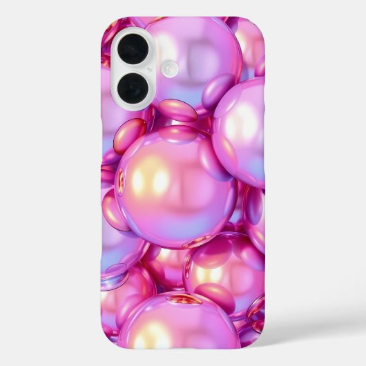 iPhone 16 Iridescent Pink 3D Glossy Bubble case Case-Mate iPhoneケース (裏面)