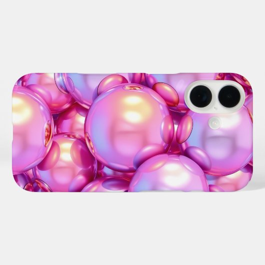 iPhone 16 Iridescent Pink 3D Glossy Bubble case Case-Mate iPhoneケース (裏面 (横))