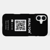 iPhone 16 Plusブラックケース – 不動産仲介業者®+QRコード iPhoneケース (裏面横)