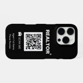 iPhone 16 Proブラックケース – 不動産仲介業者®+QRコード iPhoneケース (裏面横)