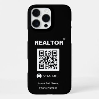 iPhone 16 Pro最大ブラックケース – 不動産仲介業者®+QRコード Pro Maxケース