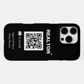 iPhone 16 Pro最大ブラックケース – 不動産仲介業者®+QRコード iPhoneケース (裏面横)