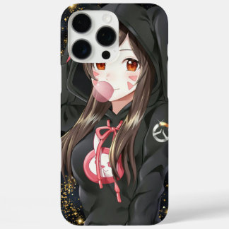 iPhone 16 Pro Maxケースブラック，ガーリーアニメ Maxケース