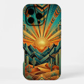 iPhone 16 Pro Max Case | Geometric Sun Landscape iPhoneケース (裏面)