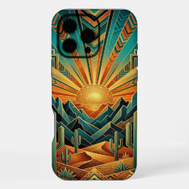 iPhone 16 Pro Max Case | Geometric Sun Landscape Maxケース